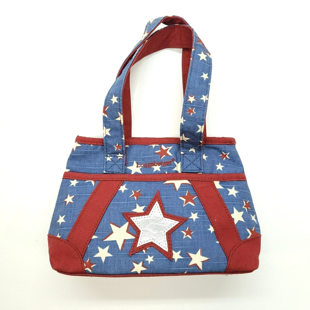 Longaberger Tote Homestead Patriotic Small Red White Blue Stars USA
